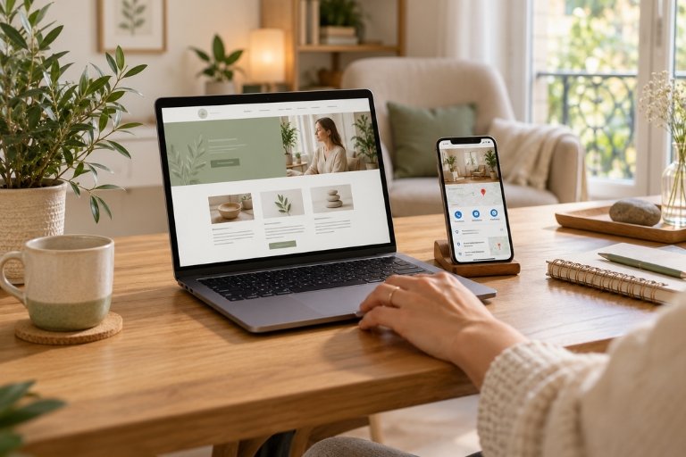 Site internet et fiche locale pour développer la visibilité d’un thérapeute
